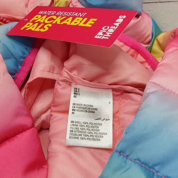 'EPIC THREADS' OMBRE 'PACKABLE PALS' WATER-RESISTANT PUFFER STYLE HOODED COAT - Picture 10 of 15